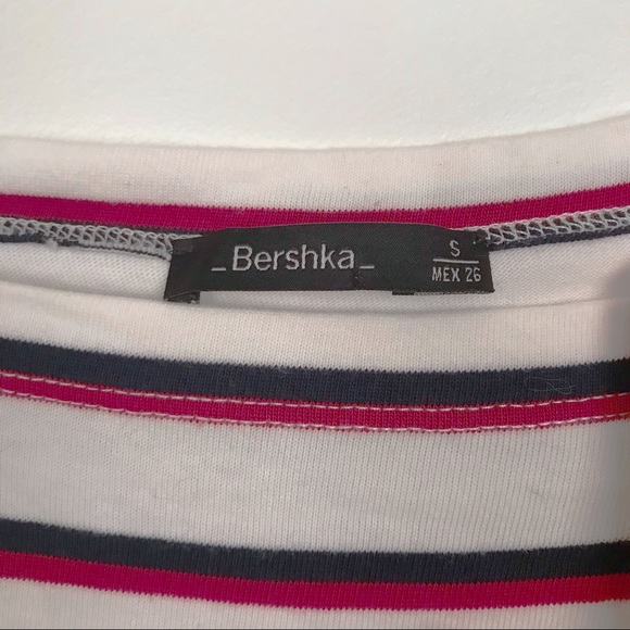 Bershka striped t shirt with cat slogan size S - Picture 3 of 5